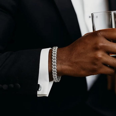 BRIA BY SAAR 925 Sterling Silver Cuban Link Chain Bracelet for Men | Bold Heavy-Duty Masculine Wristwear | High-Polish Luxury Statement Jewellery | Hypoallergenic & Skin-Friendly
