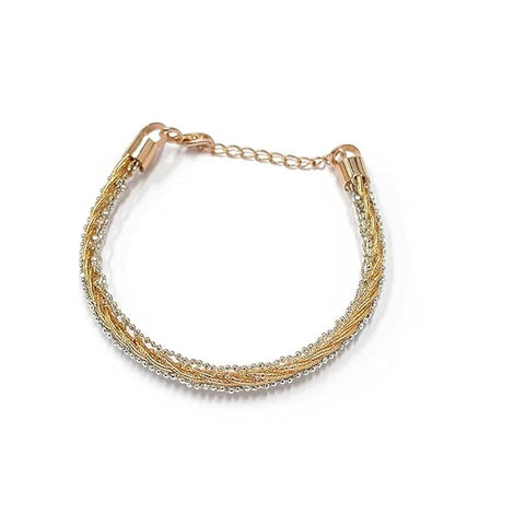925 Silver Jewellery Dual-Tone Twisted Chain Bracelet for Women & Girls | Elegant Stylish Adjustable Wristwear | Modern Everyday Wear Accessory