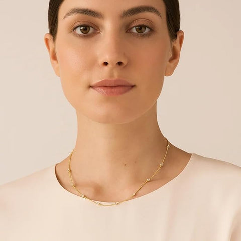 BRIA BY SAAR 925 Sterling Silver Gold Plated Necklace Chain for Women & Girls | Elegant Lightweight Daily Wear Jewellery | Sparkling Minimalist Accessory for Parties & Gifting