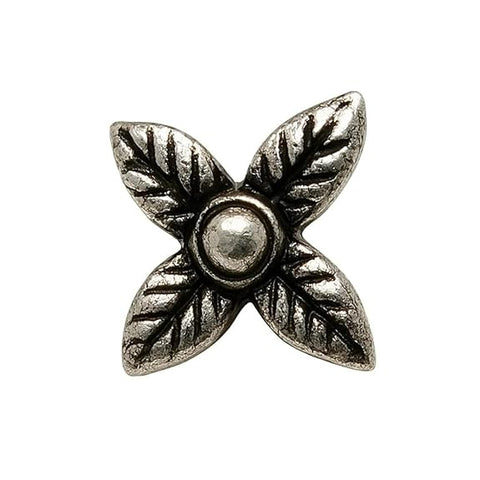 BRIA BY SAAR 925 Sterling Silver Oxidized Four Petal Leaf Nose Pin for Women and Girls | Handcrafted Antique Floral Leaf Nose Stud | Ethnic Vintage Daily Wear Nose Jewelry | Hypoallergenic and Nickel-Free