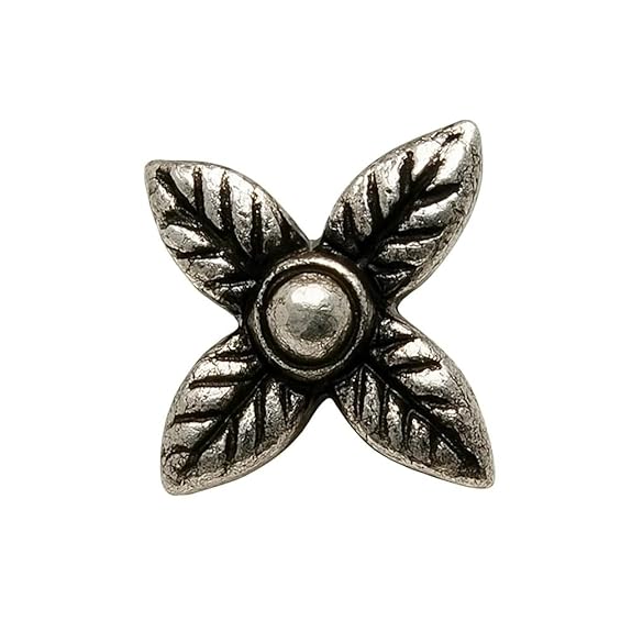 BRIA BY SAAR 925 Sterling Silver Oxidized Four Petal Leaf Nose Pin for Women and Girls | Handcrafted Antique Floral Leaf Nose Stud | Ethnic Vintage Daily Wear Nose Jewelry | Hypoallergenic and Nickel-Free