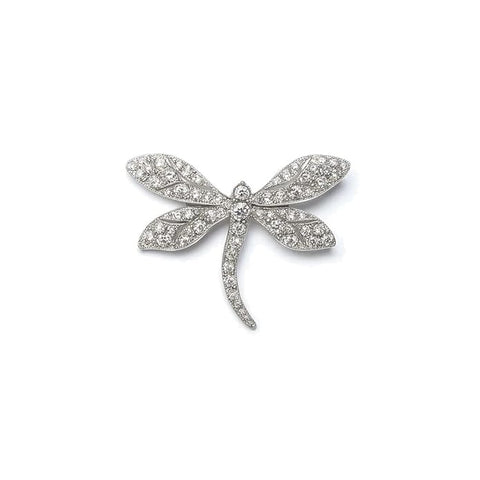 Luxury Sterling Silver Dragonfly Brooch with Sparkling Crystal Accents – Elegant Insect-Inspired Jewellery Pin for Women’s Party, Wedding, Festive & Formal Wear