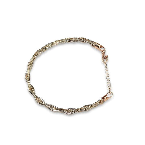 BRIA BY SAAR 925 Sterling Silver Adjustable Twisted Rope Bracelet for Women and Girls | Dual-Tone Rose Gold and Silver Finish | Elegant Handcrafted Minimalist Jewellery | Skin-Friendly Daily Wear Gift