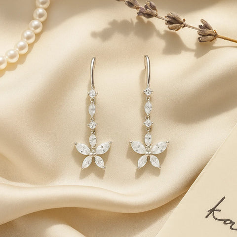 Elegant 925 Silver Snowflake Drop Earrings