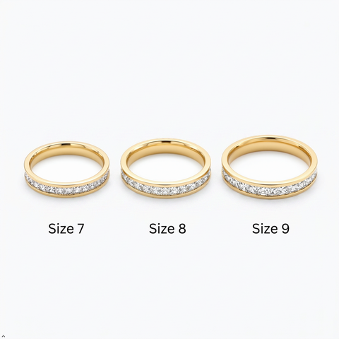 Bria By Saar Stainless Steel Golden Cubic Zirconia Gold-Plated Ring For Men & Women | Premium Crystal Studded Fashion Band | Anti-Tarnish Stylish Daily Wear Jewellery Gift | (Size- 8)