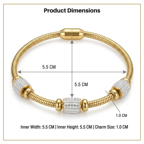 Bria By Saar Stainless Steel Golden Adjustable Gold Plated Kada Bracelet With Greek Key Pattern For Women | Premium Anti-Tarnish Open Cuff Bracelet | Stylish Daily Wear Fashion & Gifting