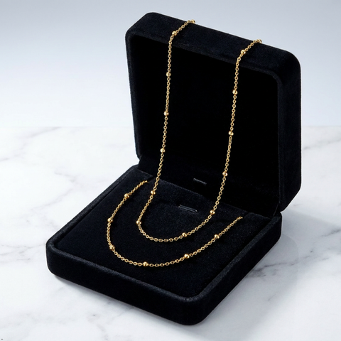 Bria By Saar Stainless Steel Golden Cuban Link & Ball Chain For Men & Women | Premium Glossy Finish Anti-Tarnish Necklace Chain | Stylish Fashion Jewellery For Daily Wear
