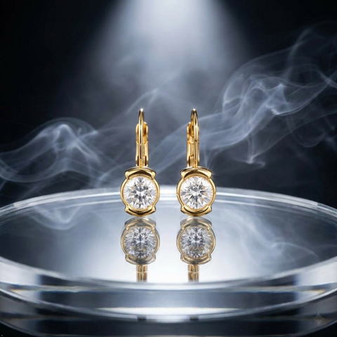 Bria By Saar 18K Gold Triangular Stud Setting Earrings For Women & Girls | Premium Glossy Finish Anti-Tarnish Earrings | Stylish Daily Wear Fashion Jewellery For Party, Casual & Gifting (Pair)