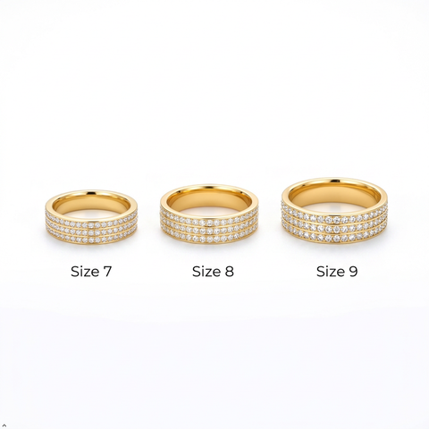 Bria By Saar Stainless Steel Golden Cubic Zirconia Gold-Plated Ring For Men & Women | Premium Crystal Studded Fashion Band | Anti-Tarnish Stylish Daily Wear Jewellery Gift | (Size- 7)