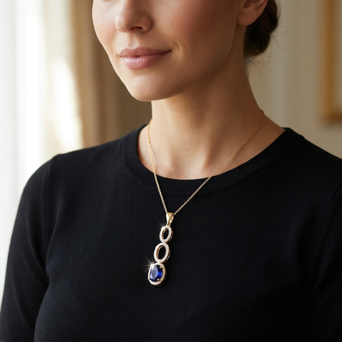Bria By Saar Copper Gold-Plated Adjustable Cubic Zirconia Locket For Women & Girls | Premium Cz Pendant Necklace With Adjustable Chain | Anti-Tarnish Fashion Jewellery
