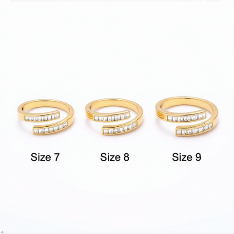 Bria By Saar Stainless Steel Golden Cubic Zirconia Gold-Plated Ring For Men & Women | Premium Crystal Studded Fashion Band | Anti-Tarnish Stylish Daily Wear Jewellery Gift | (Size- 9)