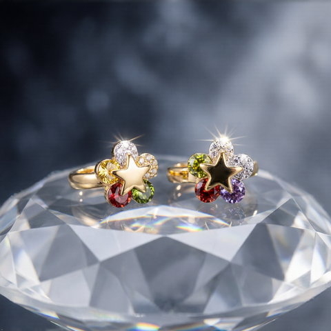 Bria By Saar Copper Gold-Plated Cubic Zirconia Stud Earrings For Women & Girls | Premium Glossy Finish Anti-Tarnish Earrings | Stylish Daily Wear Fashion Jewellery For Party, Casual & Gifting (Pair)