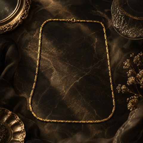 Bria By Saar Stainless Steel Golden Fancy Greek Key Chain For Men & Women | Premium Anti-Tarnish Glossy Finish Necklace | Stylish Fashion Jewellery For Daily Wear