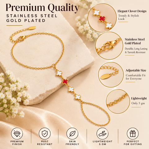 Gold Plated Star Hathphool for Women, Hand Chain with Finger Ring