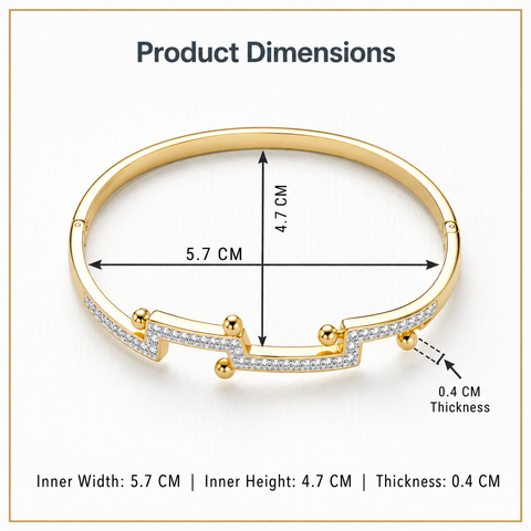 Bria By Saar Stainless Steel Golden Adjustable Gold Plated Kada Bracelet With Greek Key Pattern For Women | Premium Anti-Tarnish Open Cuff Bracelet | Stylish Daily Wear Fashion Jewellery