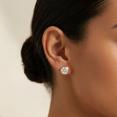 Bria By Saar 18K Gold Plated Cubic Zirconia Hoop Earrings For Women & Girls | Premium Glossy Finish Anti-Tarnish Earrings | Stylish Daily Wear Fashion Jewellery  (Pair)
