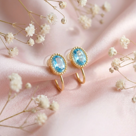 Bria By Saar 18K Gold Triangular Stud Setting Earrings For Women & Girls | Premium Glossy Finish Anti-Tarnish Earrings  Stylish Daily Wear Fashion Jewellery