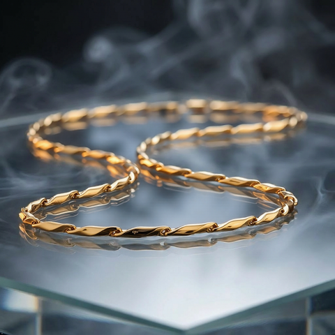 Bria By Saar Stainless Steel Golden Fancy Zig-Zag Link Chain For Men & Women | Premium Glossy Finish Anti-Tarnish Necklace | Stylish Fashion Jewellery For Daily Wear