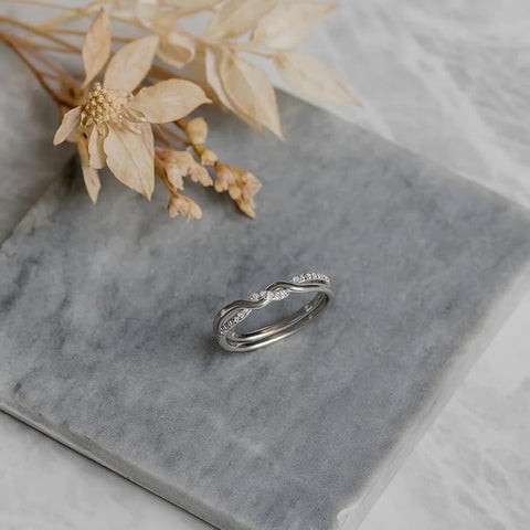 BRIA BY SAAR 925 Sterling Silver Knot Ring with Cubic Zirconia | Elegant Intertwined Design Finger Ring Gift for Wife, Girlfriend, Mother & Sister