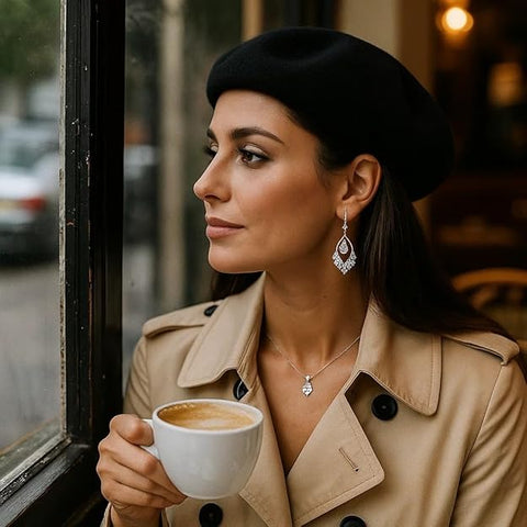 BRIA BY SAAR 925 Sterling Silver Teardrop CZ Dangle Earrings for Women | Elegant Marquise-Cut Accents with Halo Drop Design | Luxury Wedding, Bridal and Party Fine Jewellery | Hypoallergenic