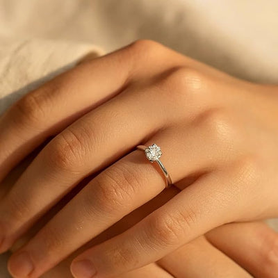 BRIA BY SAAR 925 Sterling Silver Solitaire Adjustable Ring | Elegant Minimalist Band | Fine Jewellery Gift for Wife, Girlfriend & Loved Ones | Stylish Daily Wear Ring for Women & Girls