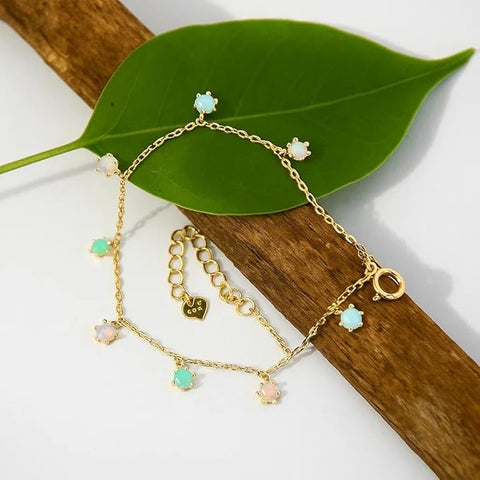 BRIA BY SAAR 925 Sterling Silver Gold-Plated Adjustable Bracelet for Women & Girls | Delicate Floral Charm Design with Colorful Accents | Elegant Festive & Daily Wear Fine Jewellery | Gift for Her
