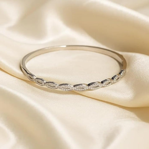 925 Silver Jewellery Luxury Marquise-Cut Zircon Bangle for Women & Girls | Elegant Sparkling Silver Wristwear | Non-Tarnish Party Accessory | Perfect for Anniversaries, Birthdays & Special Occasions