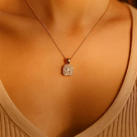 BRIA BY SAAR 925 Sterling Silver Square Pendant for Women & Girls | Elegant Geometric Design with Sparkling Stone Accents | Minimalist Fine Jewellery Gift (Pendant Only)