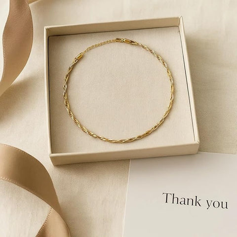 BRIA BY SAAR 925 Sterling Silver Gold-Plated Twisted Rope Necklace Chain for Women | Elegant Lightweight Daily Fine Jewellery | Versatile Layering Chain for Parties & Gifting