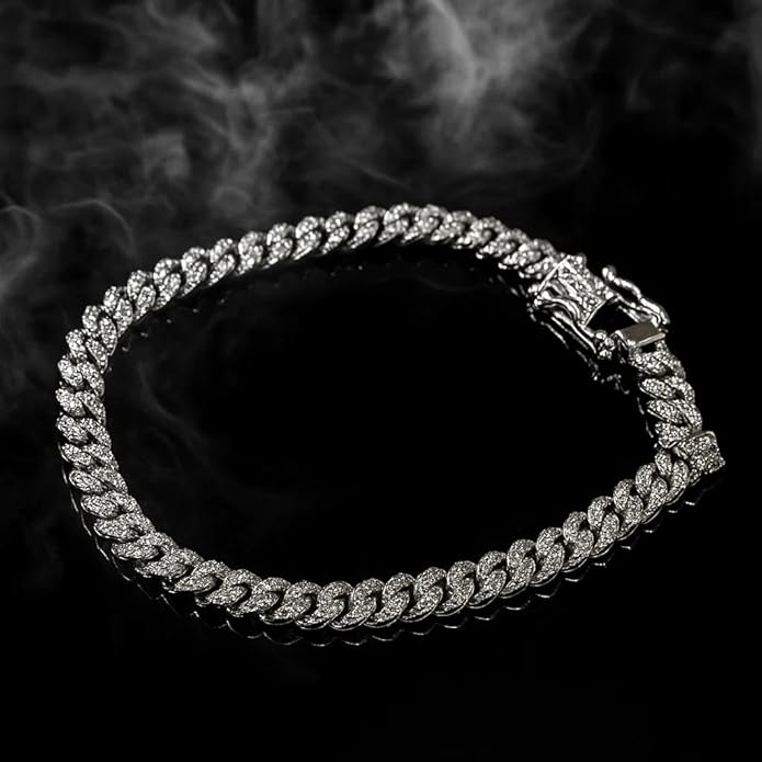 BRIA BY SAAR 925 Sterling Silver Cuban Link Chain Bracelet for Men | Bold Heavy-Duty Masculine Wristwear | High-Polish Luxury Statement Jewellery | Hypoallergenic & Skin-Friendly