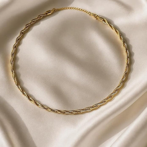 BRIA BY SAAR 925 Sterling Silver Gold-Plated Twisted Rope Necklace Chain for Women | Elegant Lightweight Daily Fine Jewellery | Versatile Layering Chain for Parties & Gifting
