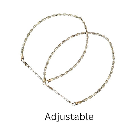 BRIA BY SAAR 925 Sterling Silver Triple-Tone Twisted Chain Anklet Pair for Women & Girls | Elegant Silver, Rose Gold & Gold Plated Design | Hypoallergenic Fine Jewellery Gift (Pack of 2)