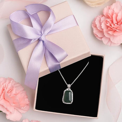 BRIA BY SAAR 925 Sterling Silver Green Stone Pendant Necklace | Elegant & Timeless Fine Jewellery | Versatile Accessory for Daily & Party Wear
