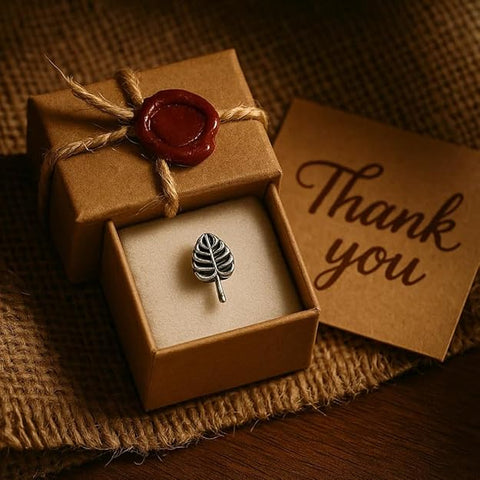 BRIA BY SAAR 925 Sterling Silver Oxidized Leaf Nose Pin for Women and Girls | Nature-Inspired Antique Silver Nose Stud | Handcrafted Ethnic Daily Wear Jewellery | Hypoallergenic and Nickel-Free