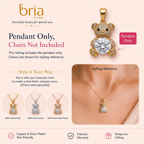 Bria By Saar Copper Gold-Plated Adjustable Cubic Zirconia Locket For Women & Girls | Premium Cz Pendant Necklace With Adjustable Chain | Anti-Tarnish Fashion Jewellery