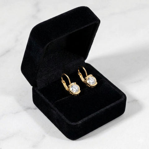 Bria By Saar 18K Gold Triangular Stud Setting Earrings For Women & Girls | Premium Glossy Finish Anti-Tarnish Earrings | Stylish Daily Wear Fashion Jewellery For Party, Casual & Gifting (Pair)