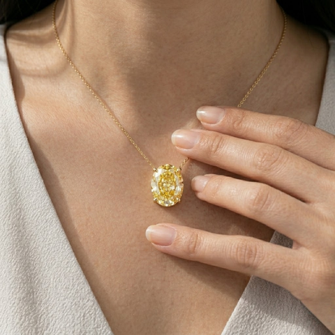 Luxury 1.31 Carat Oval Cut Moissanite Loose Stone 6x8mm – Golden Yellow Color VVS1 Clarity with GRA Certificate | Brilliant Cut Certified Moissanite Gemstone for Rings, Pendants, Earrings & Custom Jewelry | Men & Women
