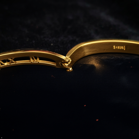 Bria By Saar Stainless Steel Golden Adjustable Gold Plated Kada Bracelet With Greek Key Pattern For Women | Premium Anti-Tarnish Open Cuff Bracelet | Stylish Daily Wear Fashion Jewellery