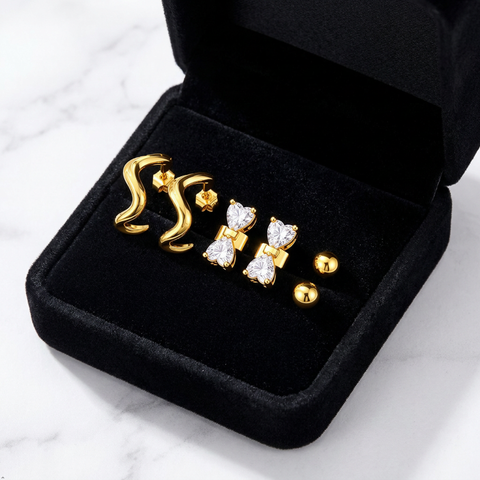Bria By Saar 18K Gold Plated Cubic Zirconia Hoop Earrings For Women & Girls | Premium Glossy Finish Anti-Tarnish Earrings | Stylish Daily Wear Fashion Jewellery For  (Pair)