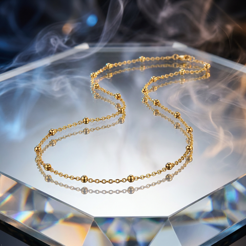 Bria By Saar Stainless Steel Golden Cuban Link & Ball Chain For Men & Women | Premium Glossy Finish Anti-Tarnish Necklace Chain | Stylish Fashion Jewellery For Daily Wear