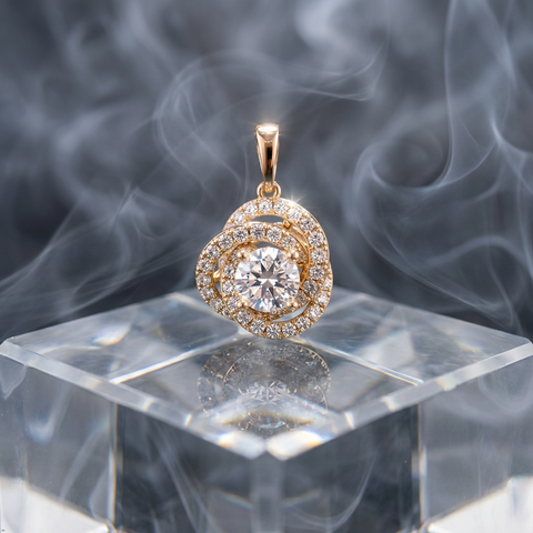 Bria By Saar Copper Gold-Plated Crystal Bloom Pendant For Women & Girls | Adjustable Floral Pendant Necklace | Anti-Tarnish Stylish Daily Wear Fashion Jewellery & Special Occasions