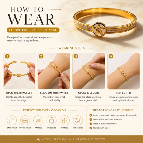 Bria By Saar Stainless Steel Golden Adjustable Gold Plated Kada Bracelet With Greek Key Pattern For Women | Premium Anti-Tarnish Open Cuff Bracelet | Stylish Daily Wear Fashion Jewellery