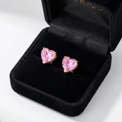 Bria By Saar 18K Gold Triangular Stud Setting Earrings For Women & Girls | Premium Glossy Finish Anti-Tarnish Earrings | Stylish Daily Wear Fashion Jewellery For Party, Casual & Gifting (Pair)