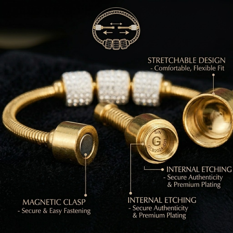 Bria By Saar Stainless Steel Golden Adjustable Gold Plated Kada Bracelet With Greek Key Pattern For Women | Premium Anti-Tarnish Open Cuff Bracelet | Stylish Daily Wear Fashion Jewellery