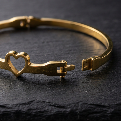 Bria By Saar Stainless Steel Golden Adjustable Gold Plated Kada Bracelet With Greek Key Pattern For Women | Premium Anti-Tarnish Open Cuff Bracelet | Stylish Daily Wear Fashion Jewellery