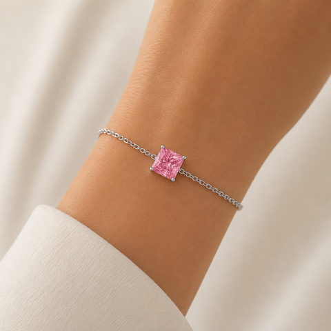 Luxury 1.89 Carat Pink Moissanite Loose Stone 7x7mm Princess Cut | GRA Certified VVS1 Clarity Pink Moissanite Gemstone | Brilliant Diamond Alternative for Rings, Pendants, Earrings & Custom Jewelry Men & Women (Stone Only)