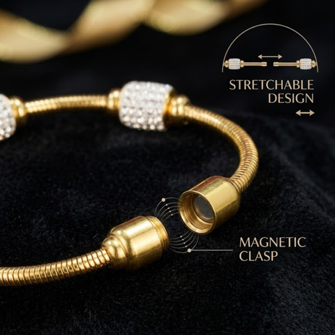 Bria By Saar Stainless Steel Golden Adjustable Gold Plated Kada Bracelet With Greek Key Pattern For Women | Premium Anti-Tarnish Open Cuff Bracelet | Stylish Daily Wear Fashion & Gifting
