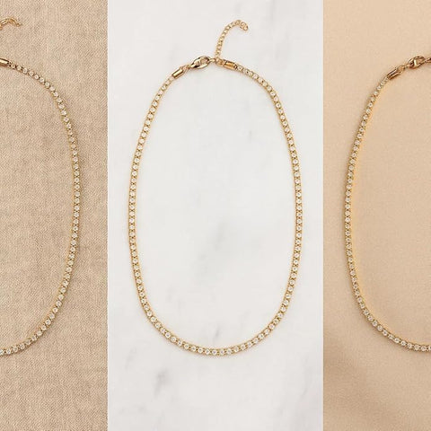 925 Sterling Silver Rose Gold Tennis Necklace for Women & Girls | Elegant Crystal-Studded Jewelry with Sparkling Stones | Stylish Lightweight Accessory for Festive, Party & Special Occasions
