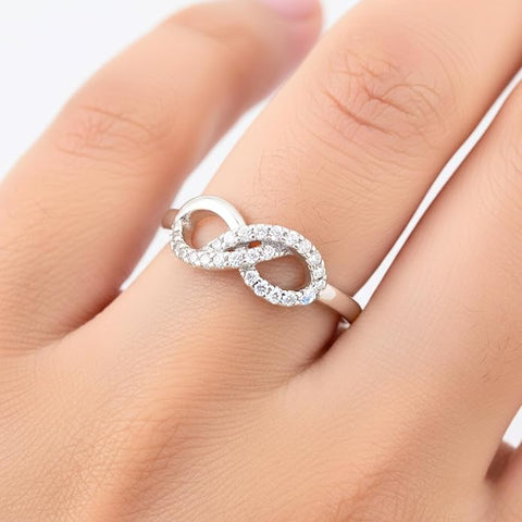 BRIA BY SAAR 925 Sterling Silver Knot Ring for Women | Elegant Intertwined Unity Design with Sparkling Cubic Zirconia | Symbolic Promise & Infinity Ring | Gift for Her