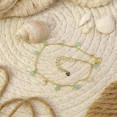 BRIA BY SAAR 925 Sterling Silver Gold-Plated Adjustable Bracelet for Women & Girls | Delicate Floral Charm Design with Colorful Accents | Elegant Festive & Daily Wear Fine Jewellery | Gift for Her